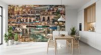 Coastal Italian Fishing Village Wall Mural