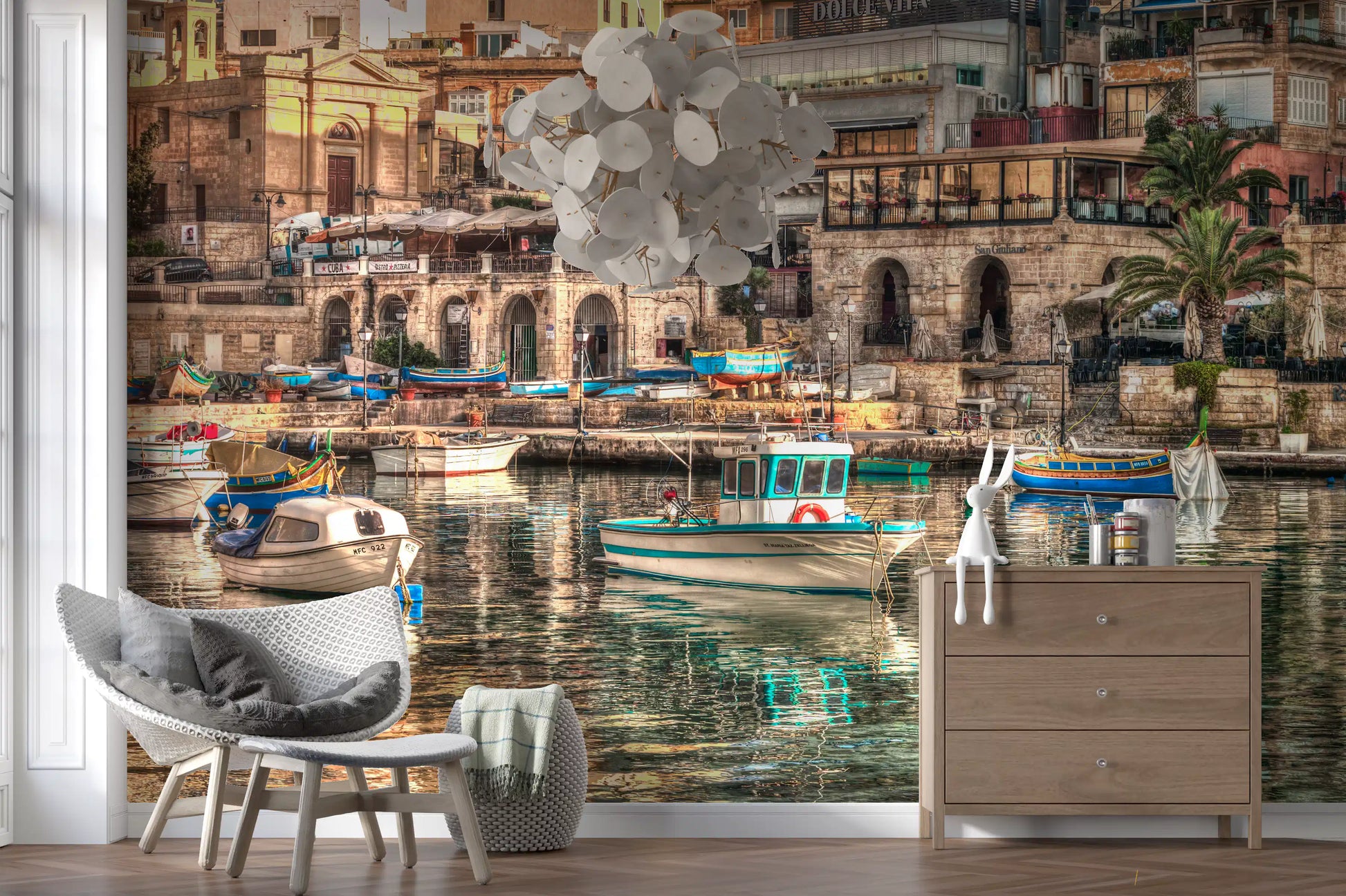 Coastal Italian Fishing Village Wall Mural