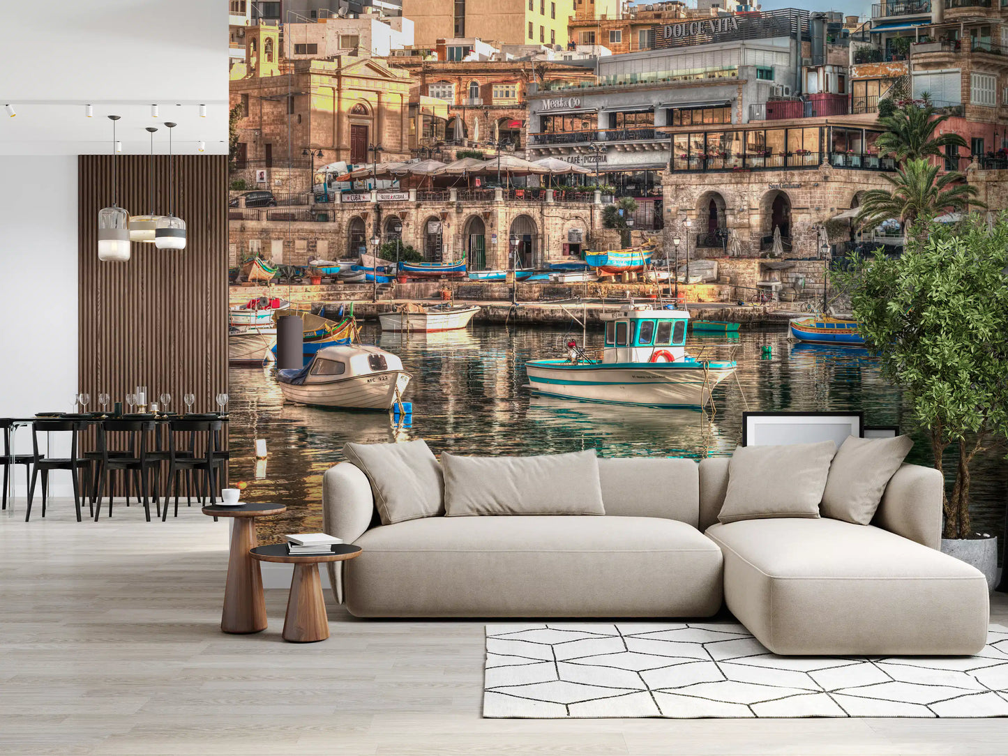 Coastal Italian Fishing Village Wall Mural