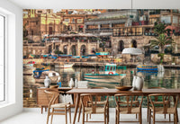 Coastal Italian Fishing Village Wall Mural