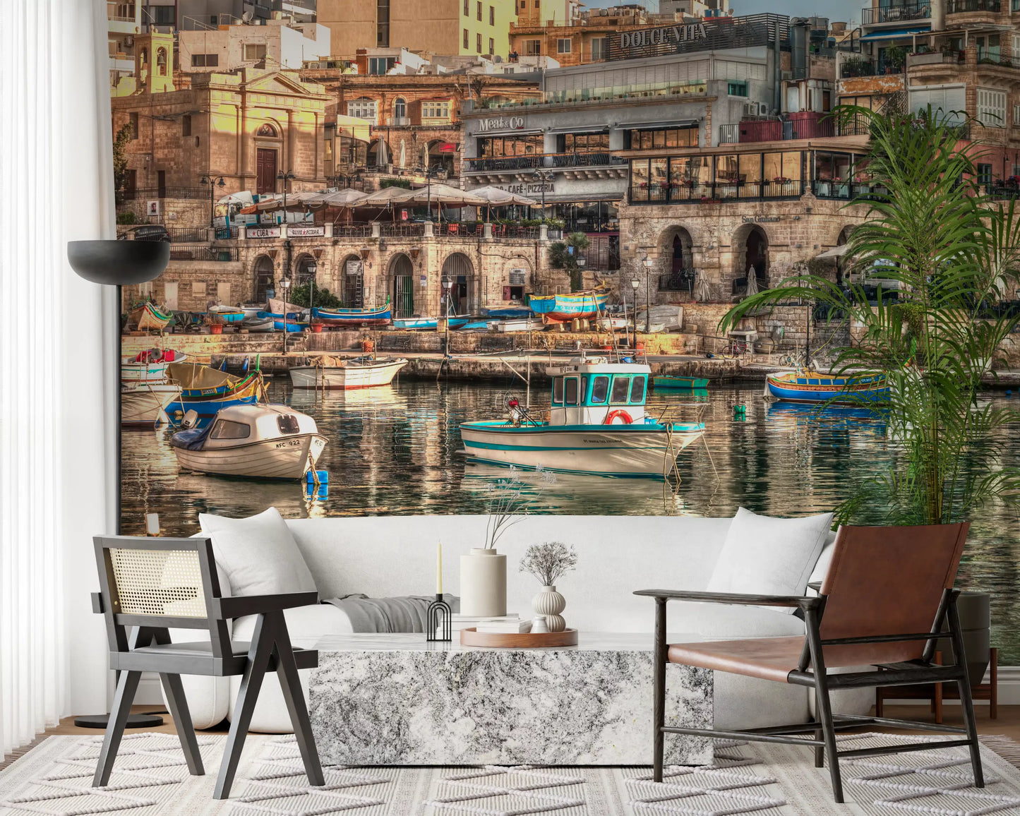 Coastal Italian Fishing Village Wall Mural