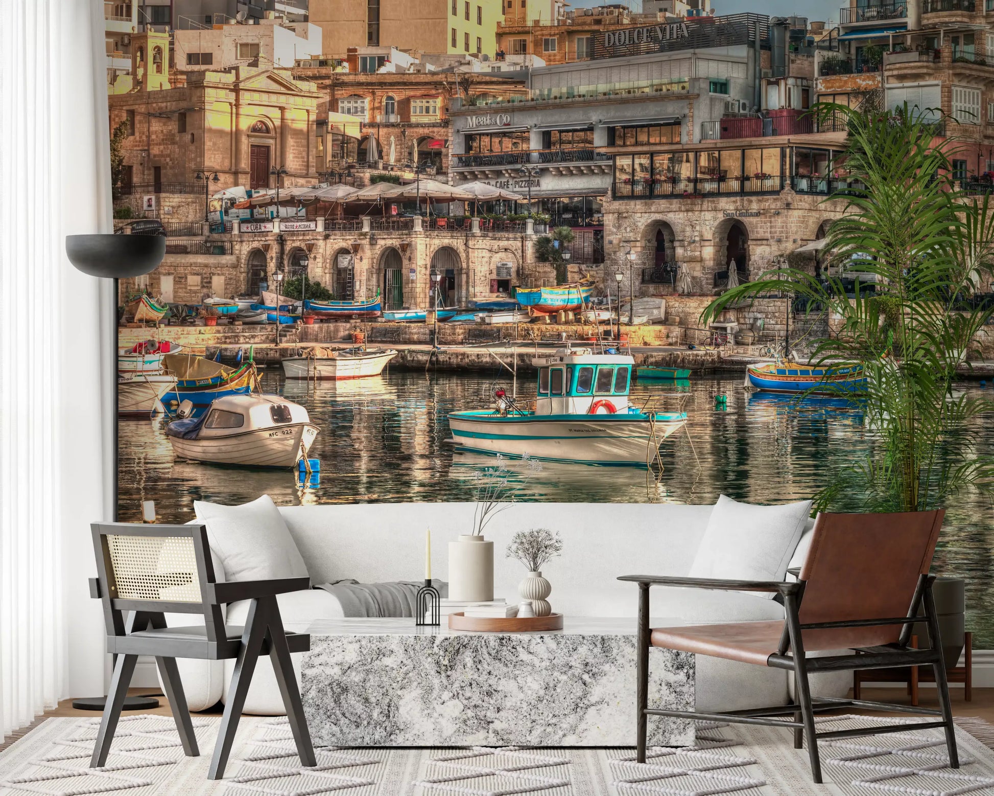 Coastal Italian Fishing Village Wall Mural