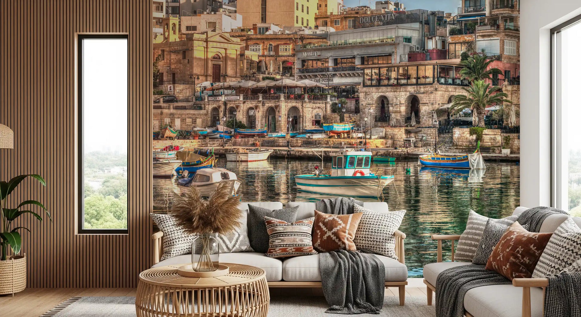 Coastal Italian Fishing Village Wall Mural