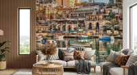 Coastal Italian Fishing Village Wall Mural