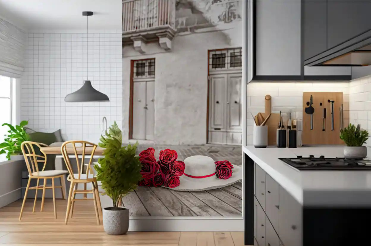 Rustic Romance Floral Still Life Wall Mural