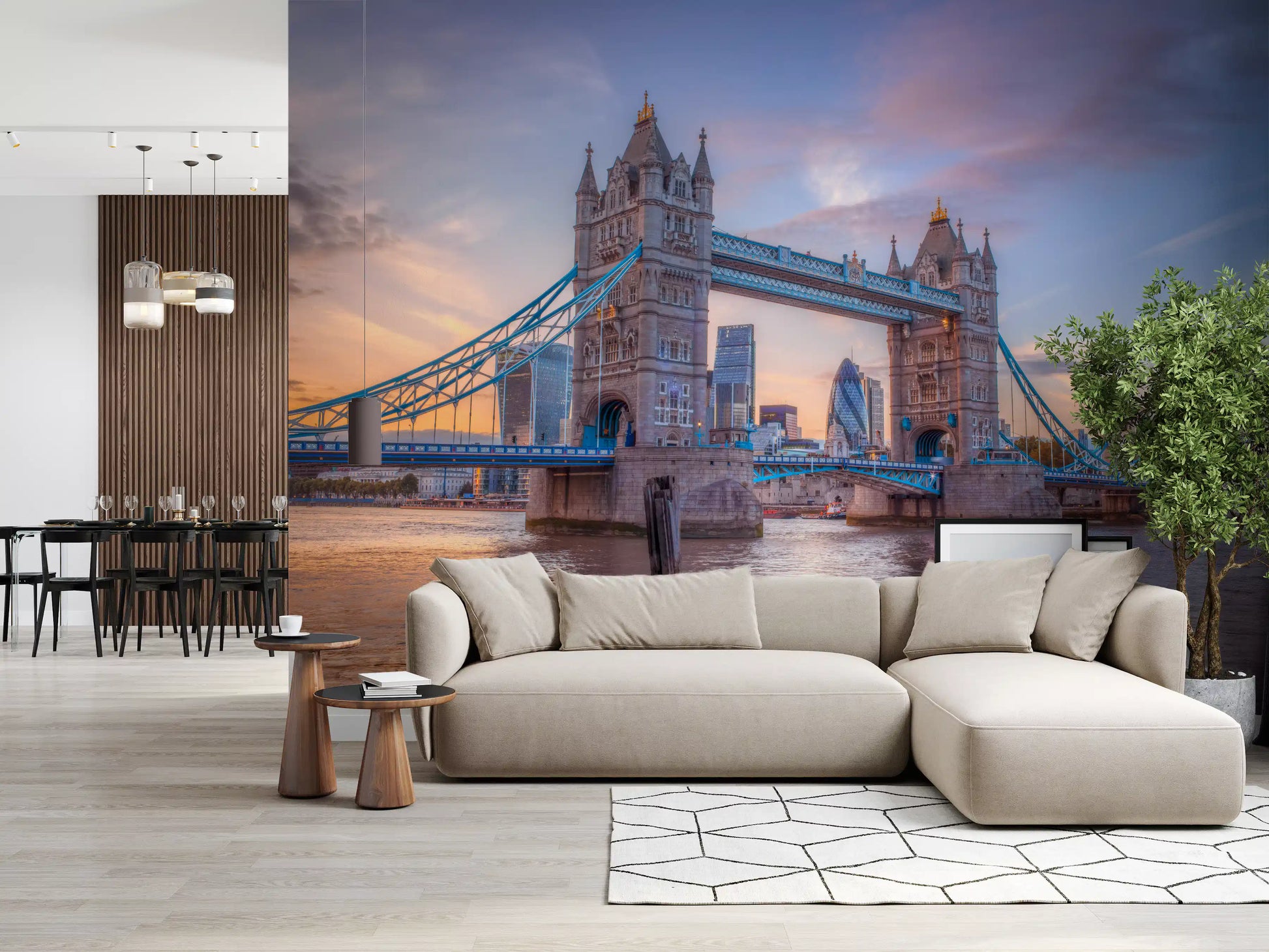 Victorian Gothic Bridge Silhouette Wall Mural