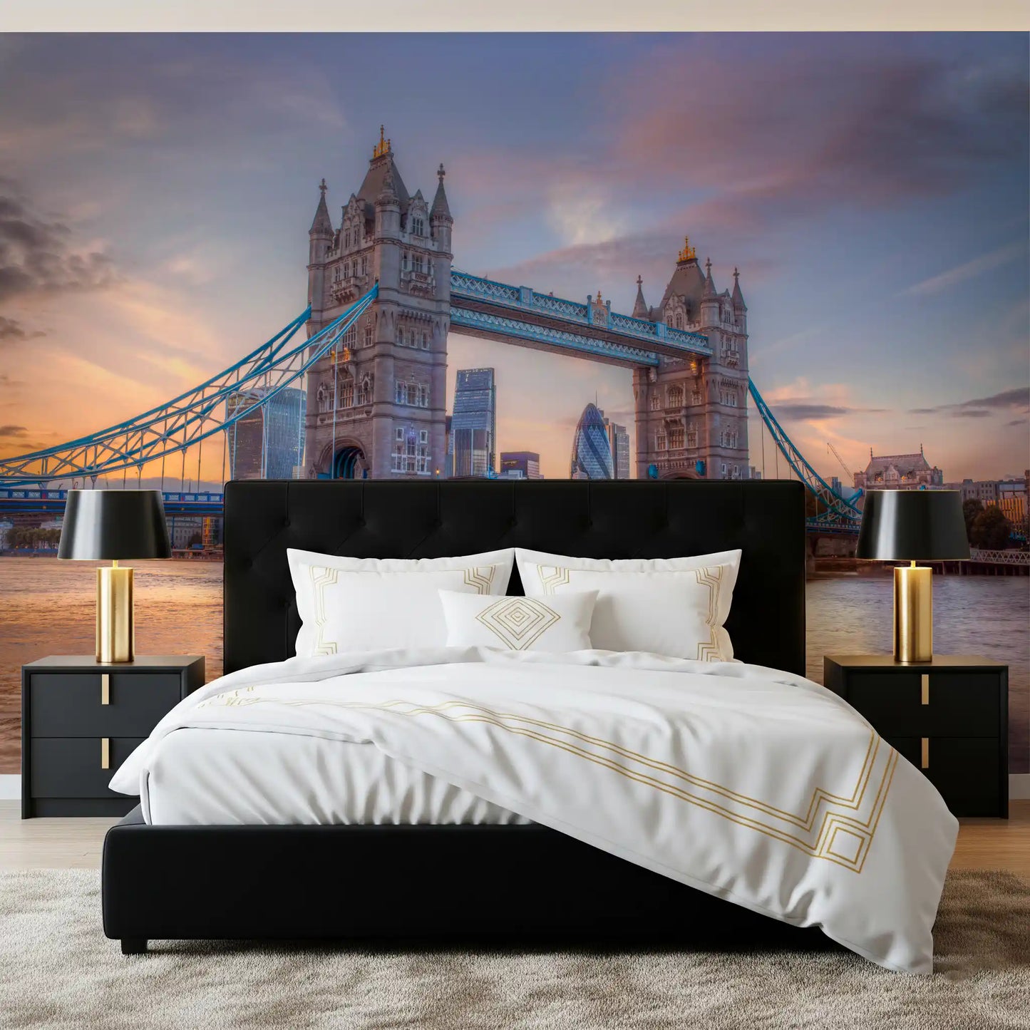 Victorian Gothic Bridge Silhouette Wall Mural