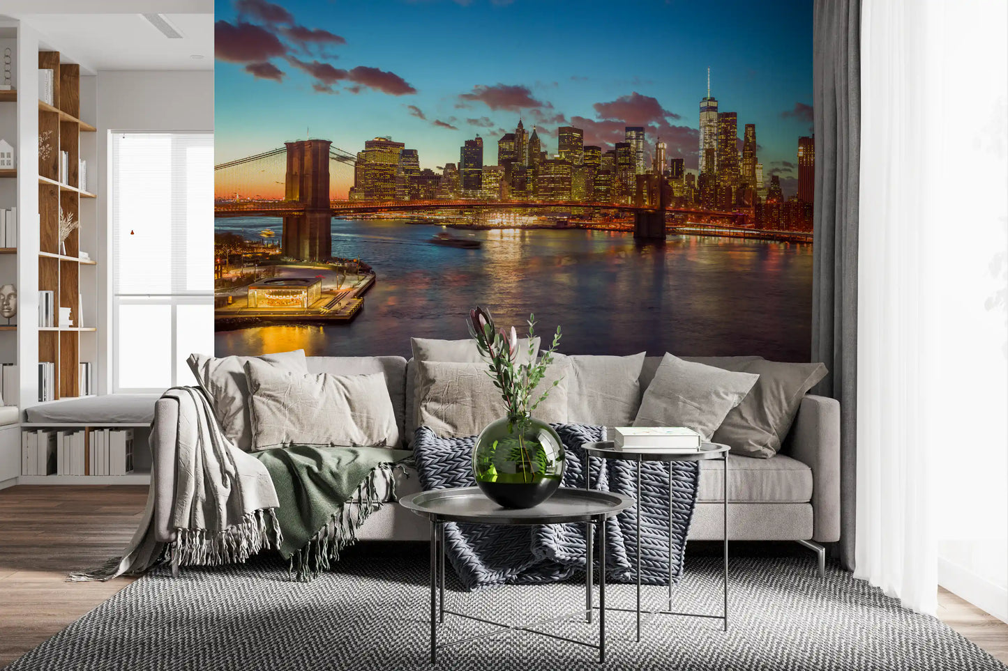 Brooklyn Bridge Twilight Panorama Wall Mural