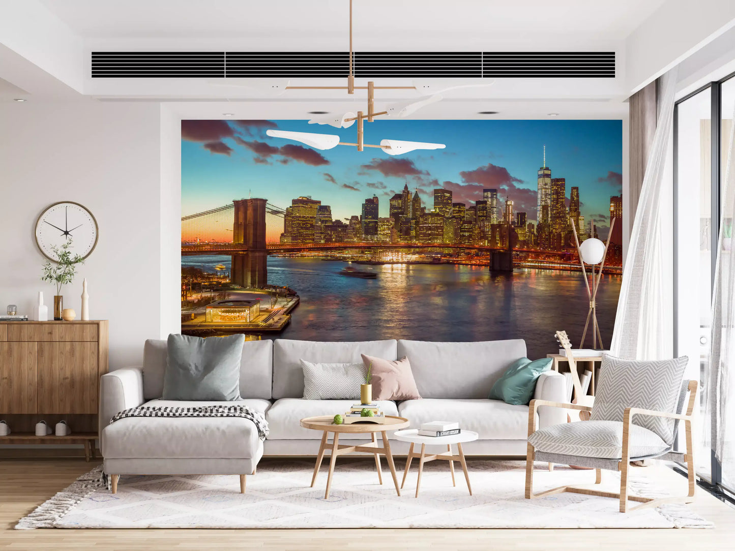 Brooklyn Bridge Twilight Panorama Wall Mural