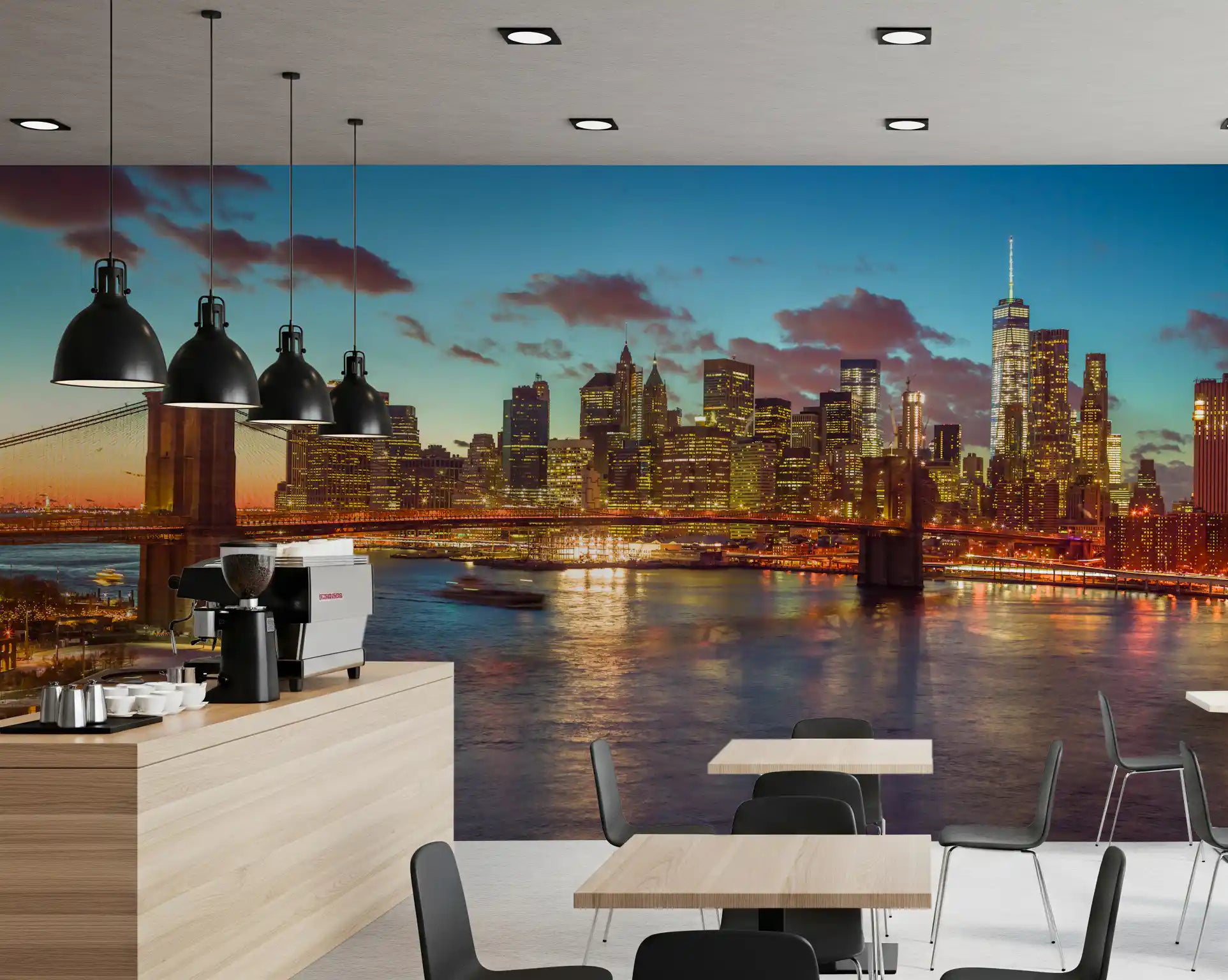 Brooklyn Bridge Twilight Panorama Wall Mural