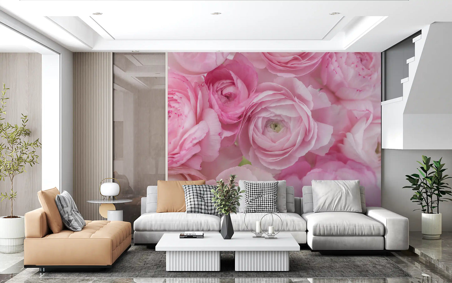 Soft Pink Ranunculus Bloom Wall Mural