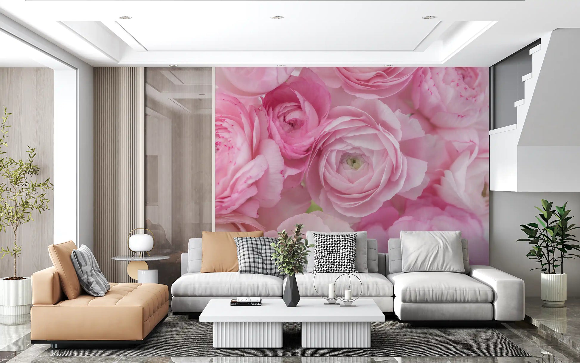 Soft Pink Ranunculus Bloom Wall Mural