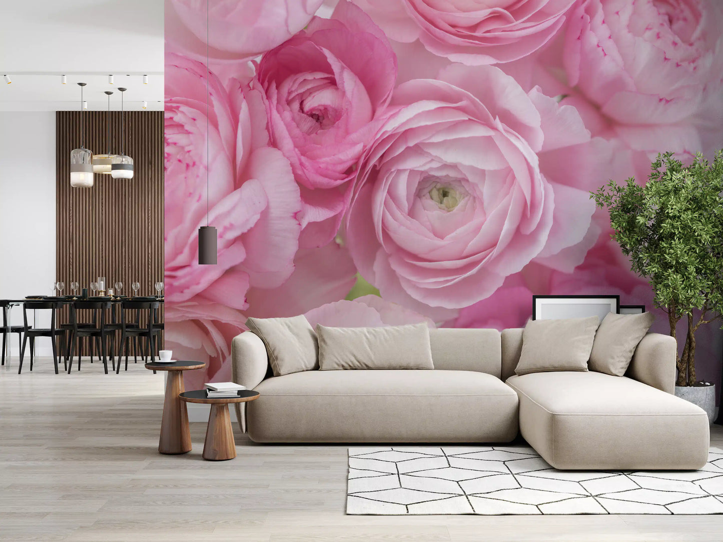 Soft Pink Ranunculus Bloom Wall Mural