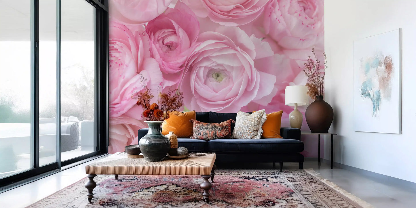 Soft Pink Ranunculus Bloom Wall Mural