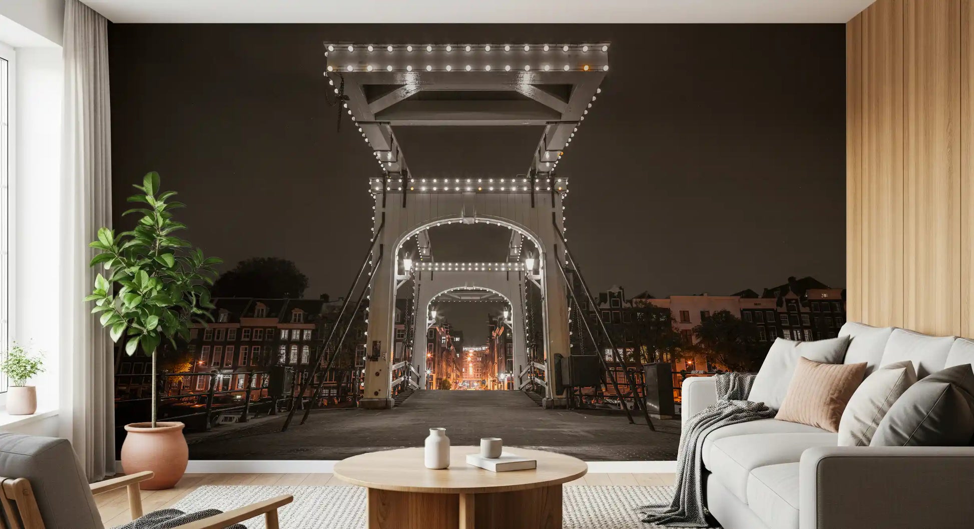 Illuminated Canal Crossing Wall Mural