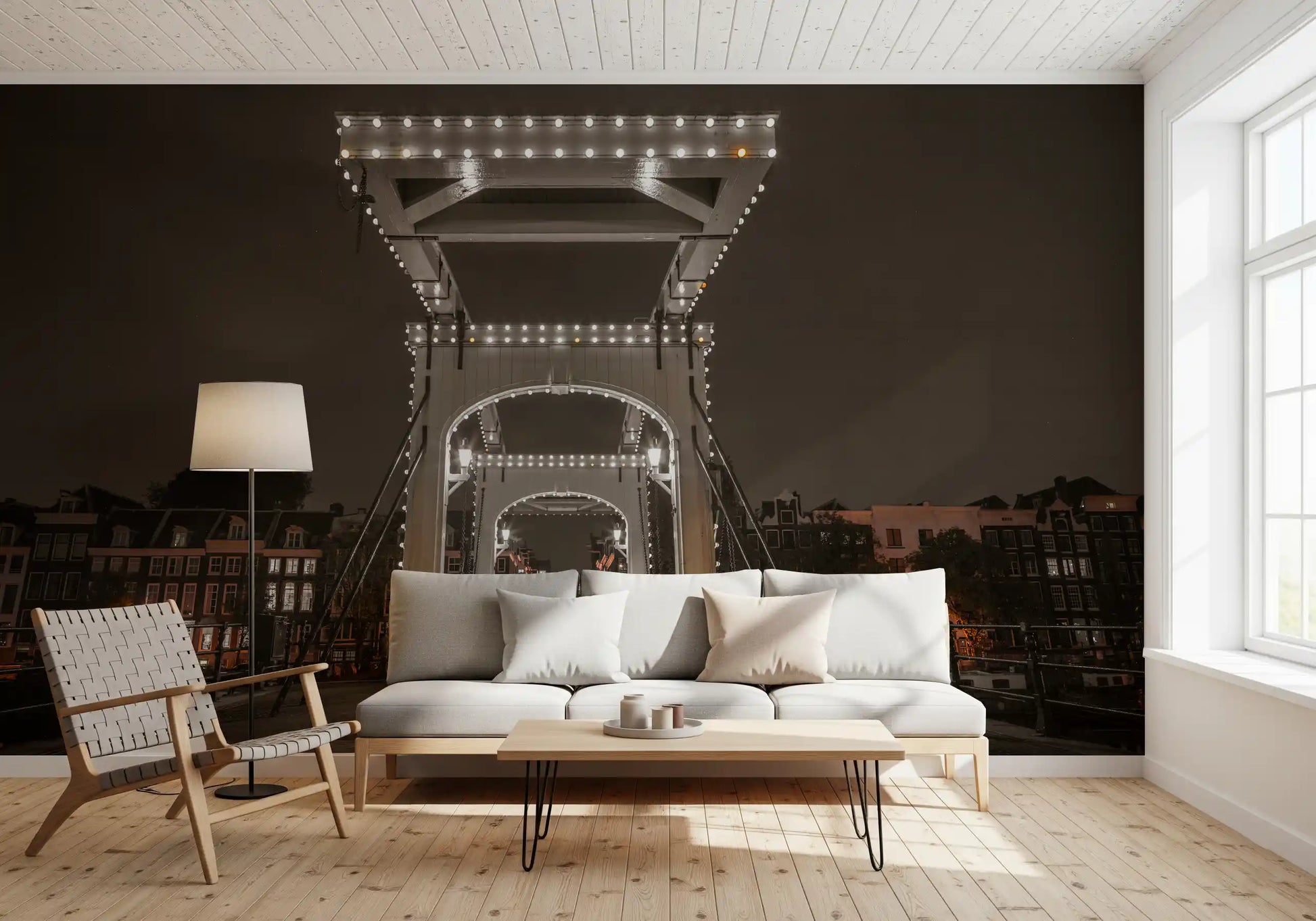 Illuminated Canal Crossing Wall Mural
