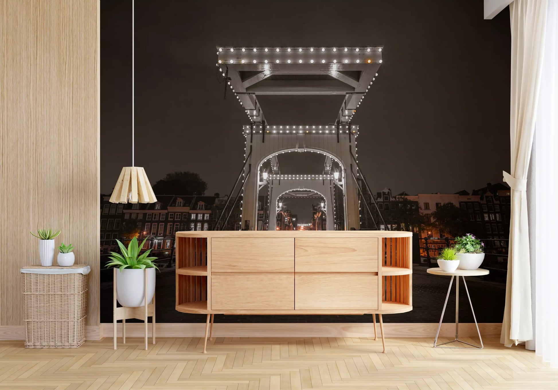 Illuminated Canal Crossing Wall Mural