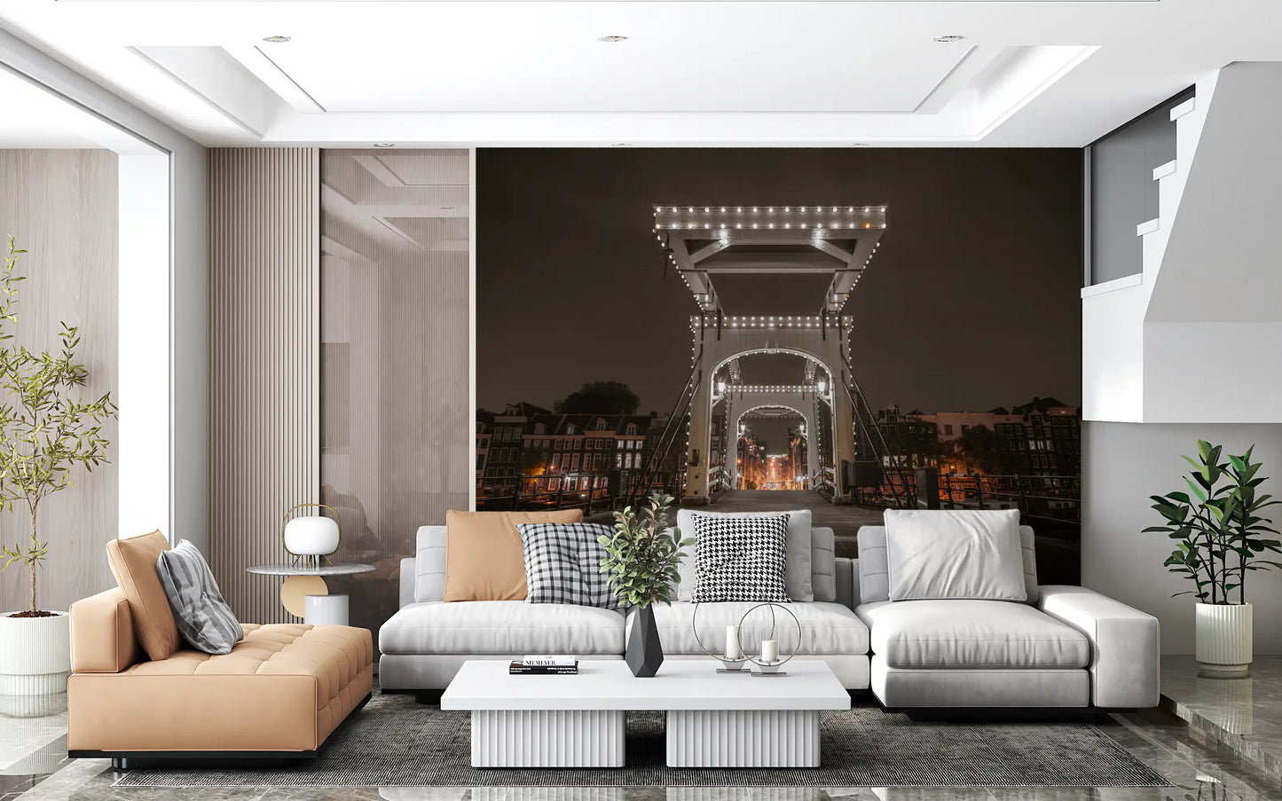 Illuminated Canal Crossing Wall Mural