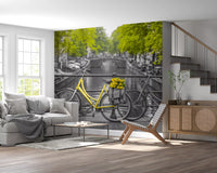 Sunny Tulips on a Dutch Bridge Wall Mural