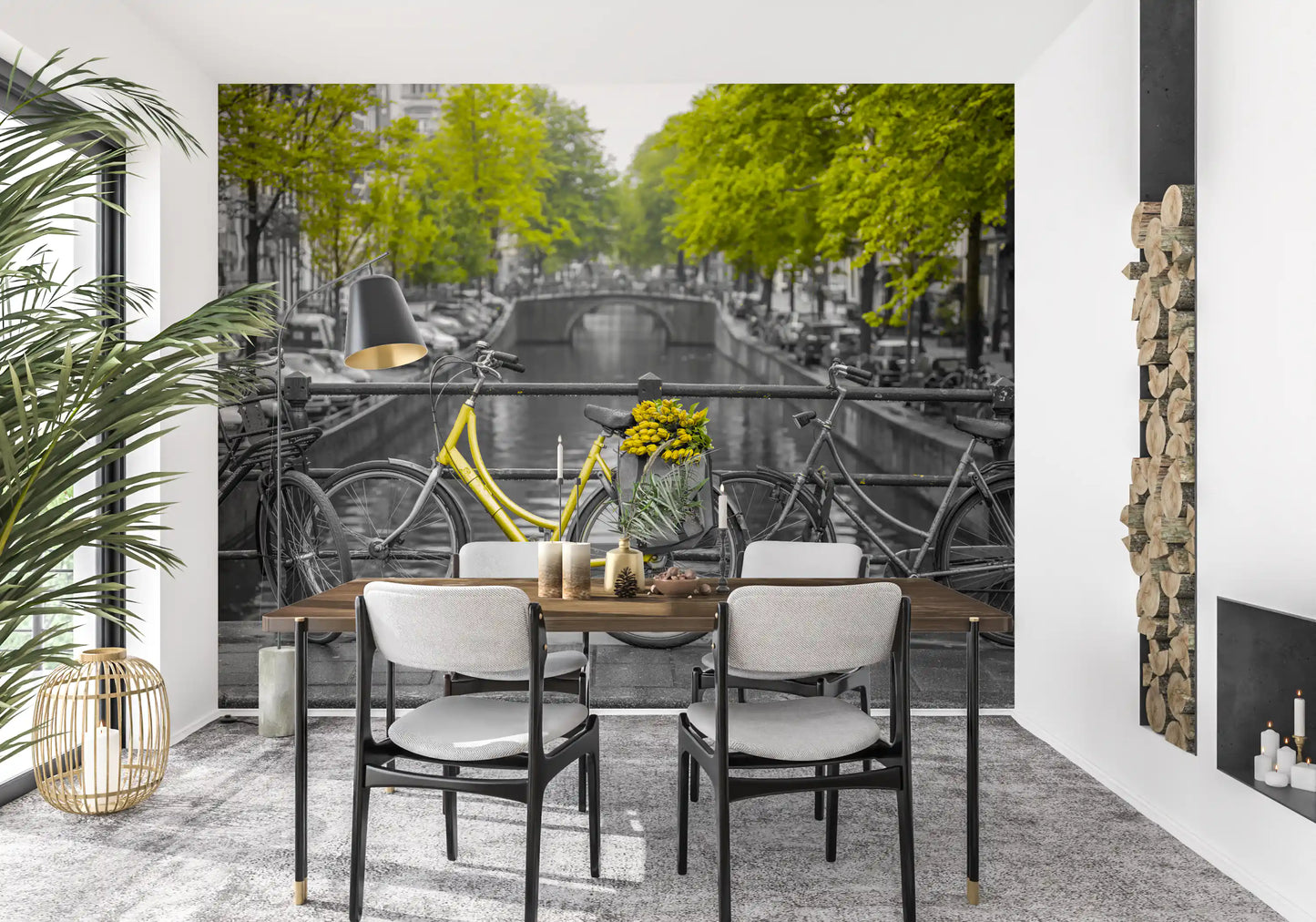 Sunny Tulips on a Dutch Bridge Wall Mural