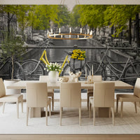 Sunny Tulips on a Dutch Bridge Wall Mural