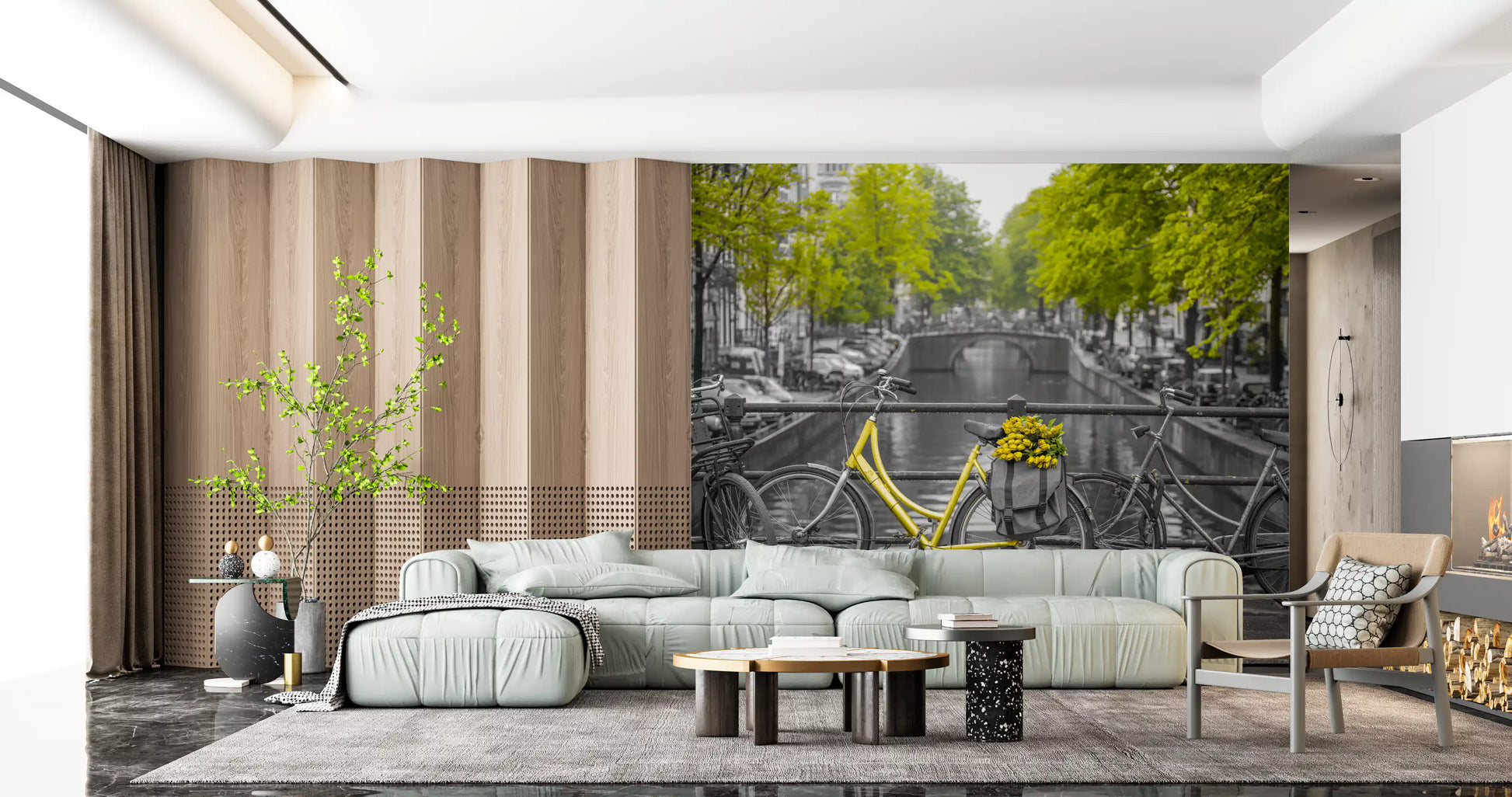 Sunny Tulips on a Dutch Bridge Wall Mural