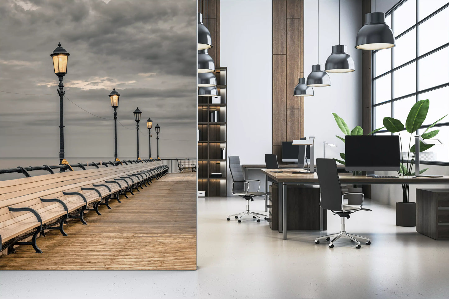 Evening Boardwalk Perspective Wall Mural