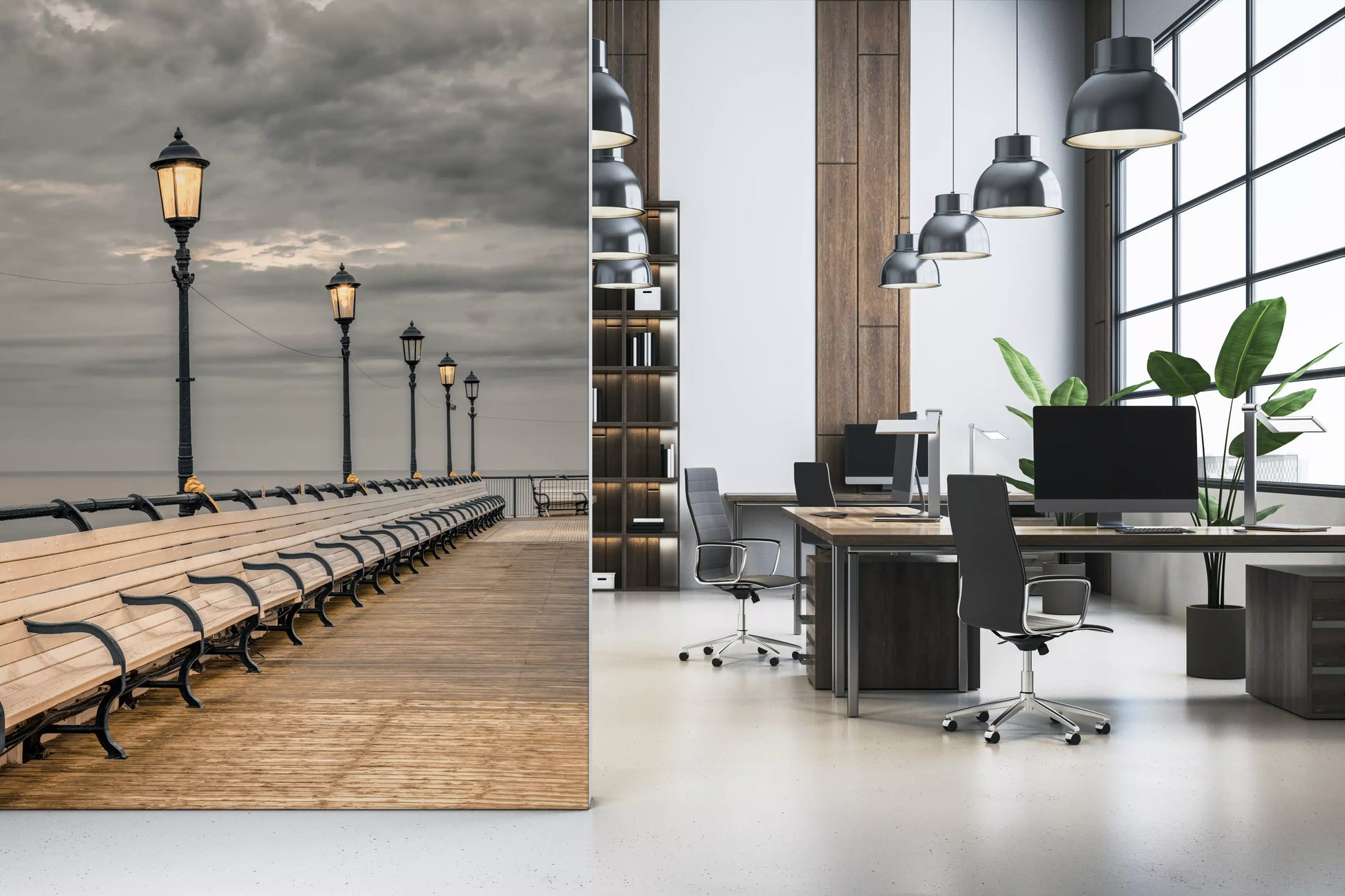 Evening Boardwalk Perspective Wall Mural