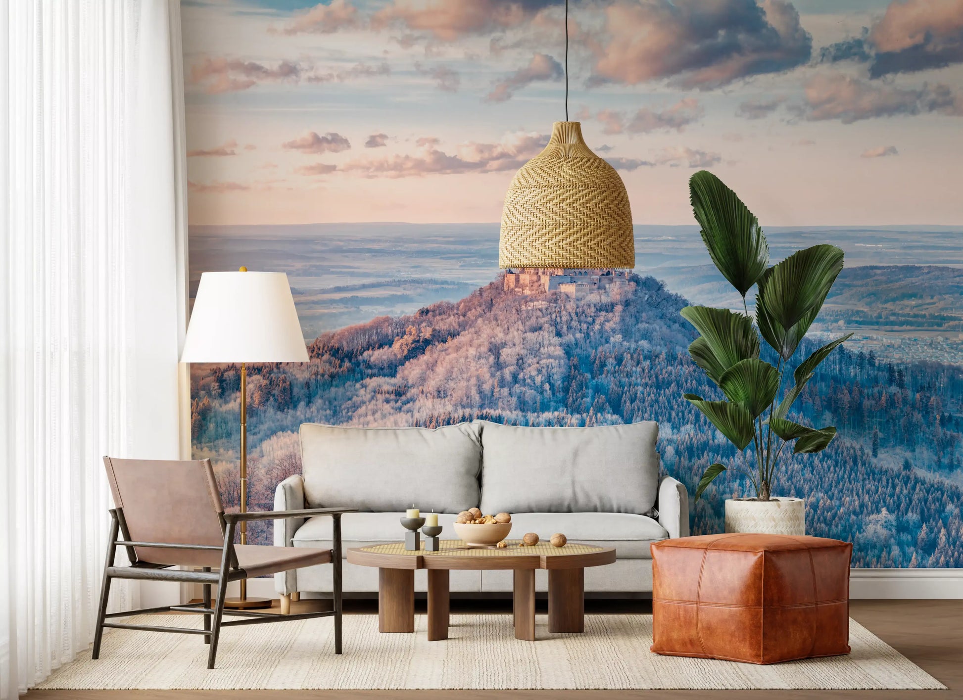Misty Mountain Fortress Panorama Wall Mural