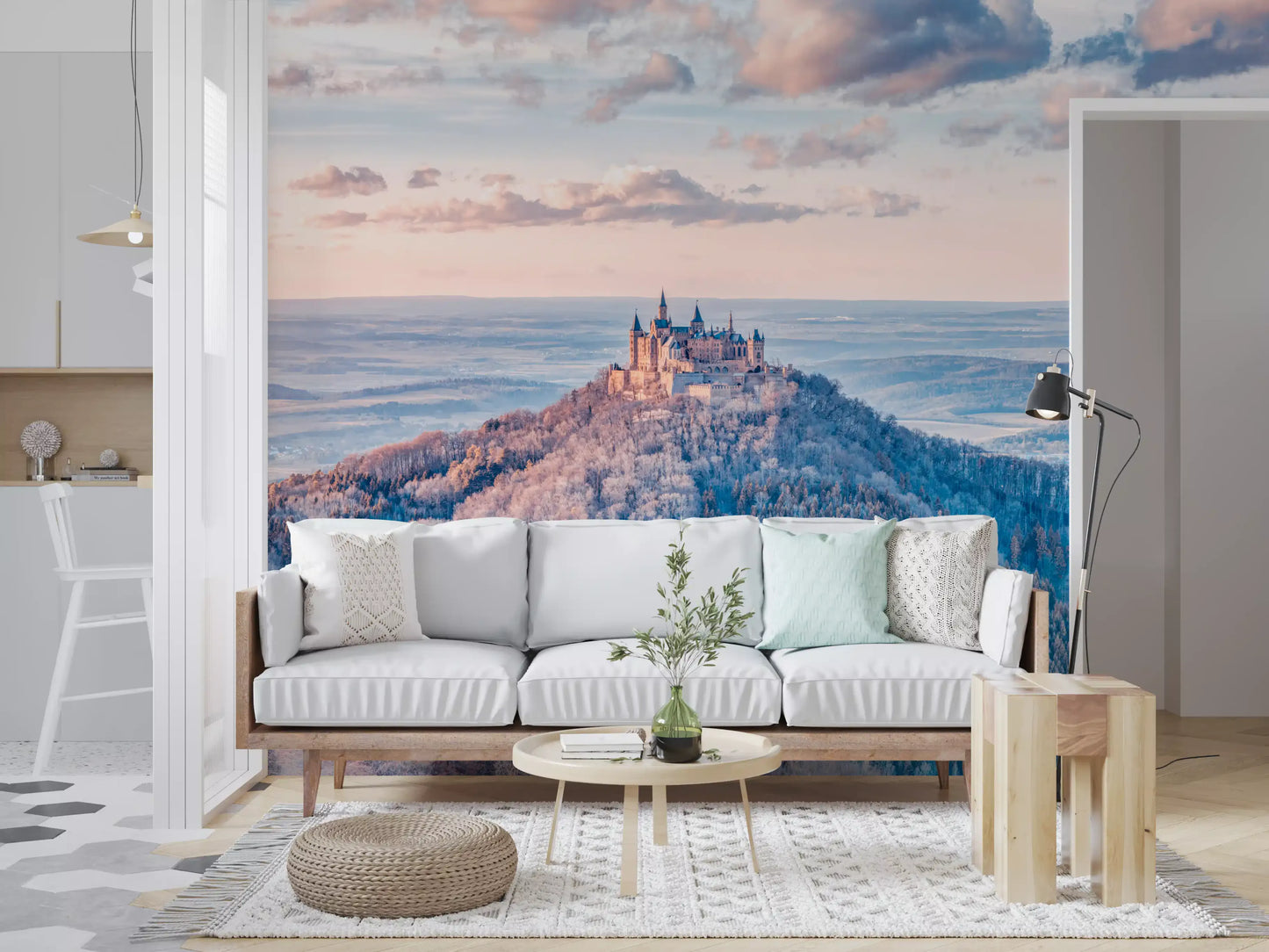 Misty Mountain Fortress Panorama Wall Mural