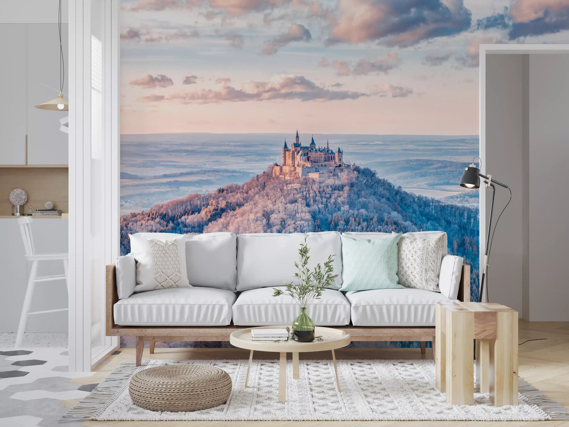 Misty Mountain Fortress Panorama Wall Mural