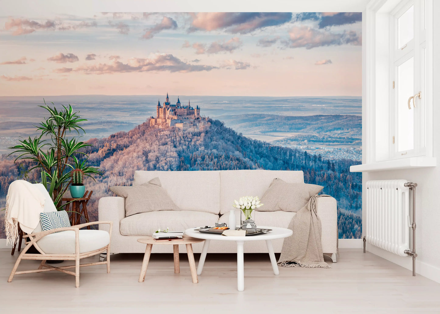 Misty Mountain Fortress Panorama Wall Mural