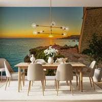 Golden Hour Coastal Cliff View Wall Mural