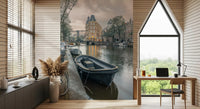 Evening Dutch Canal Passage Wall Mural