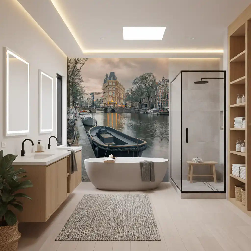 Evening Dutch Canal Passage Wall Mural