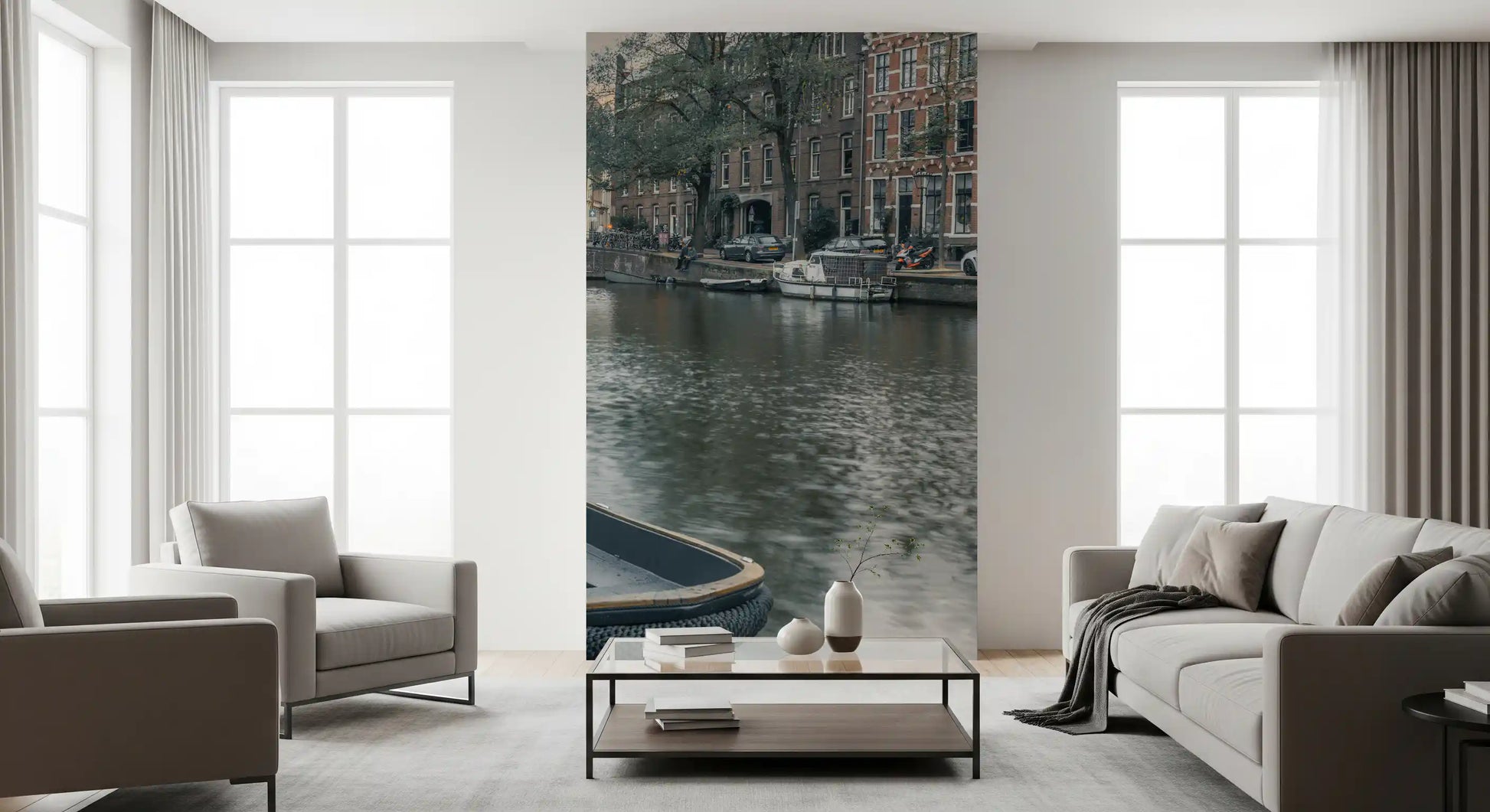 Evening Dutch Canal Passage Wall Mural