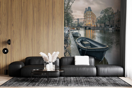 Evening Dutch Canal Passage Wall Mural