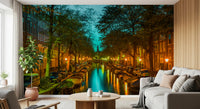 Amsterdam Canal Evening Reflection Wall Mural