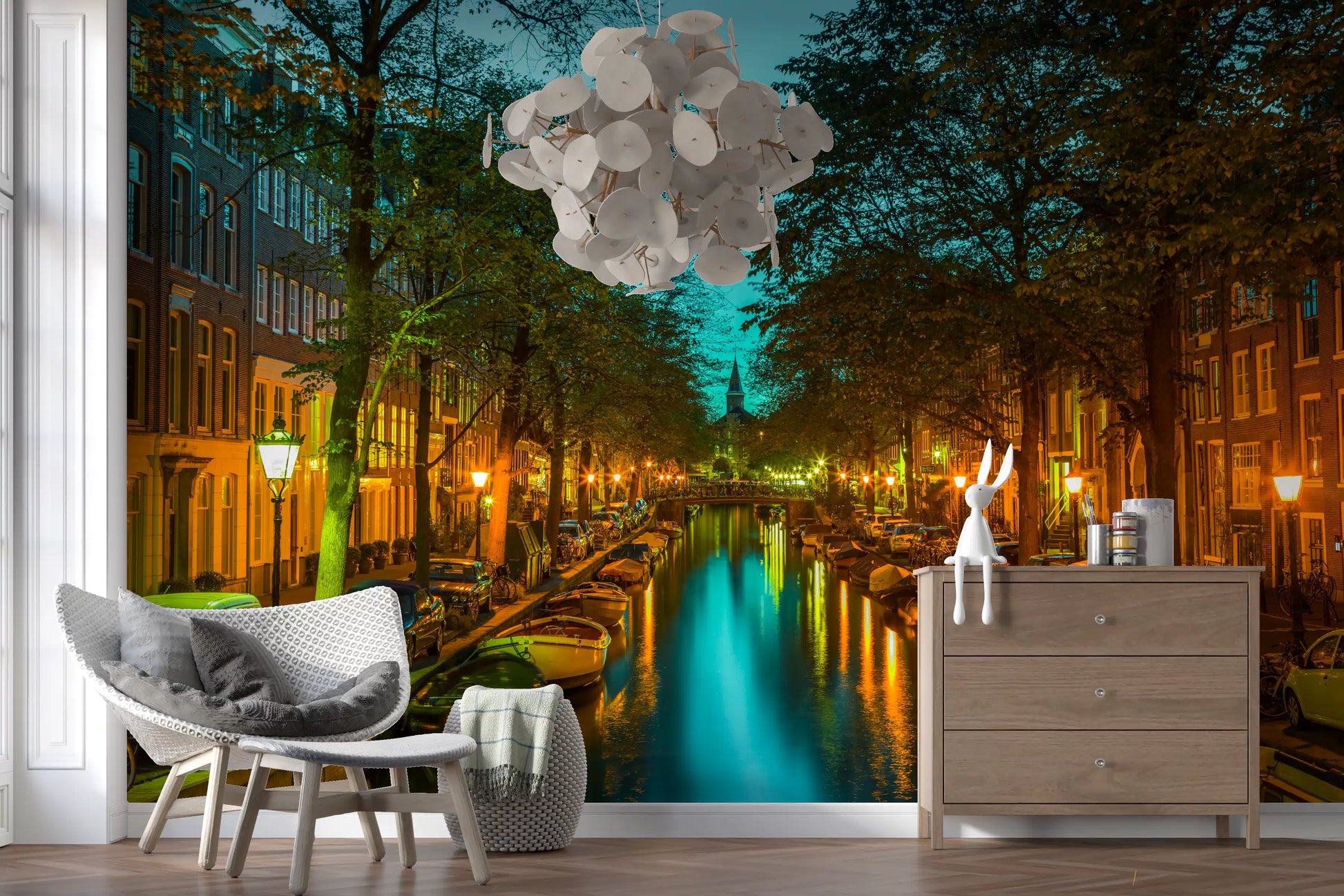 Amsterdam Canal Evening Reflection Wall Mural