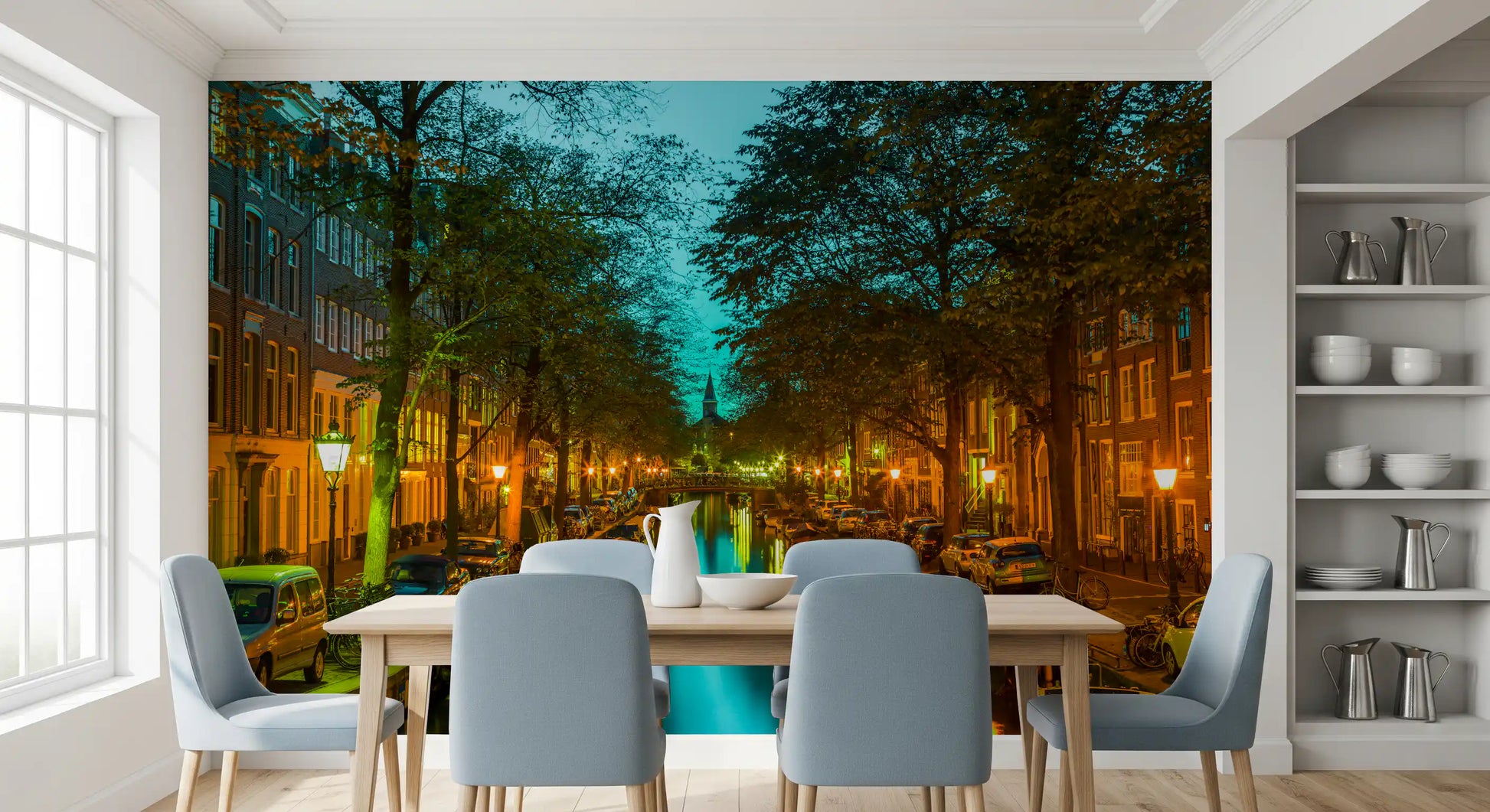 Amsterdam Canal Evening Reflection Wall Mural