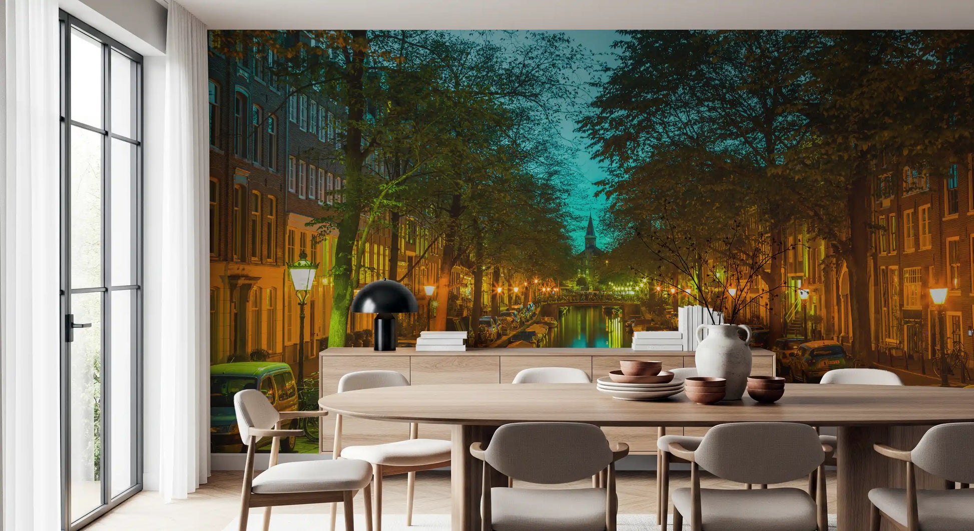 Amsterdam Canal Evening Reflection Wall Mural