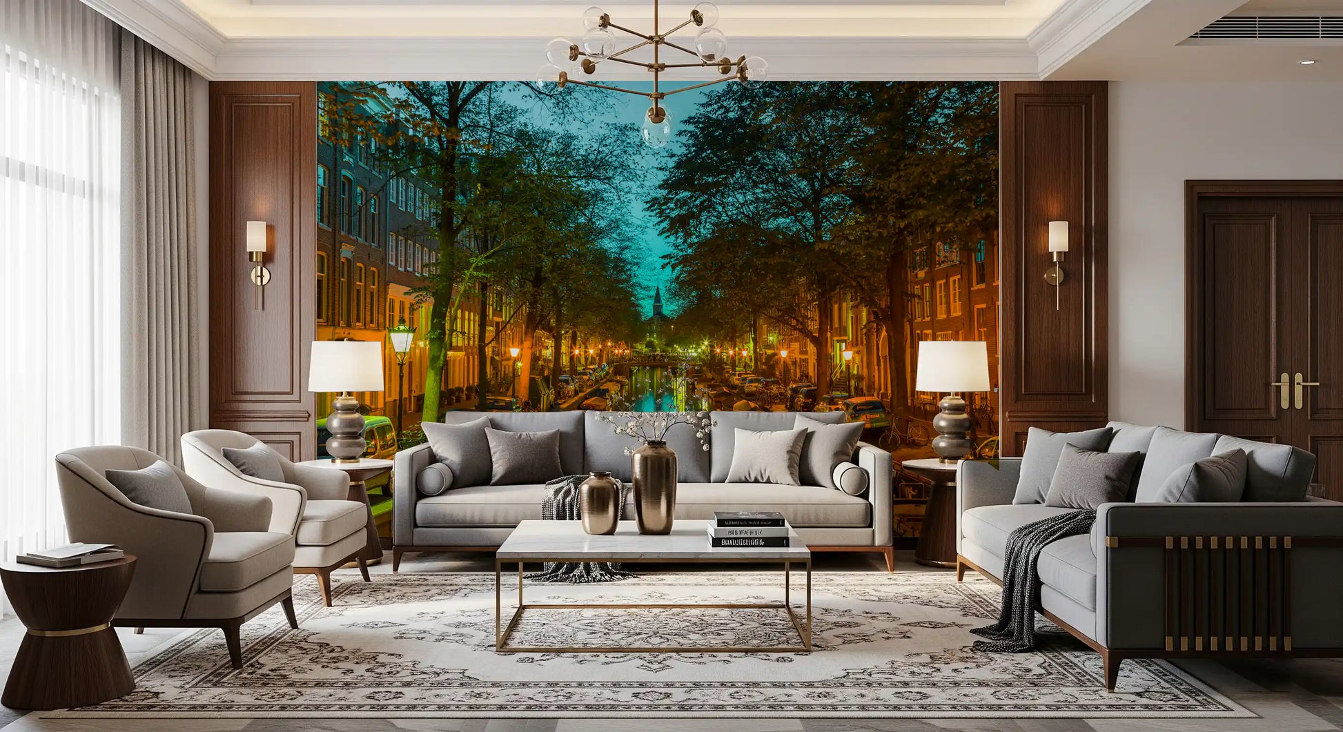Amsterdam Canal Evening Reflection Wall Mural
