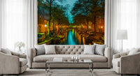 Amsterdam Canal Evening Reflection Wall Mural