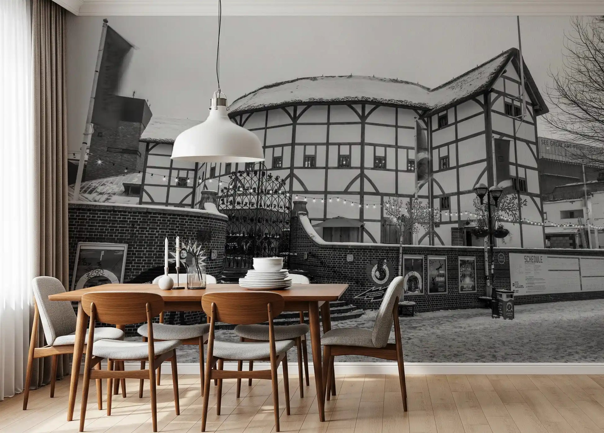 Classic Tudor Architecture in Winter Wall Mural