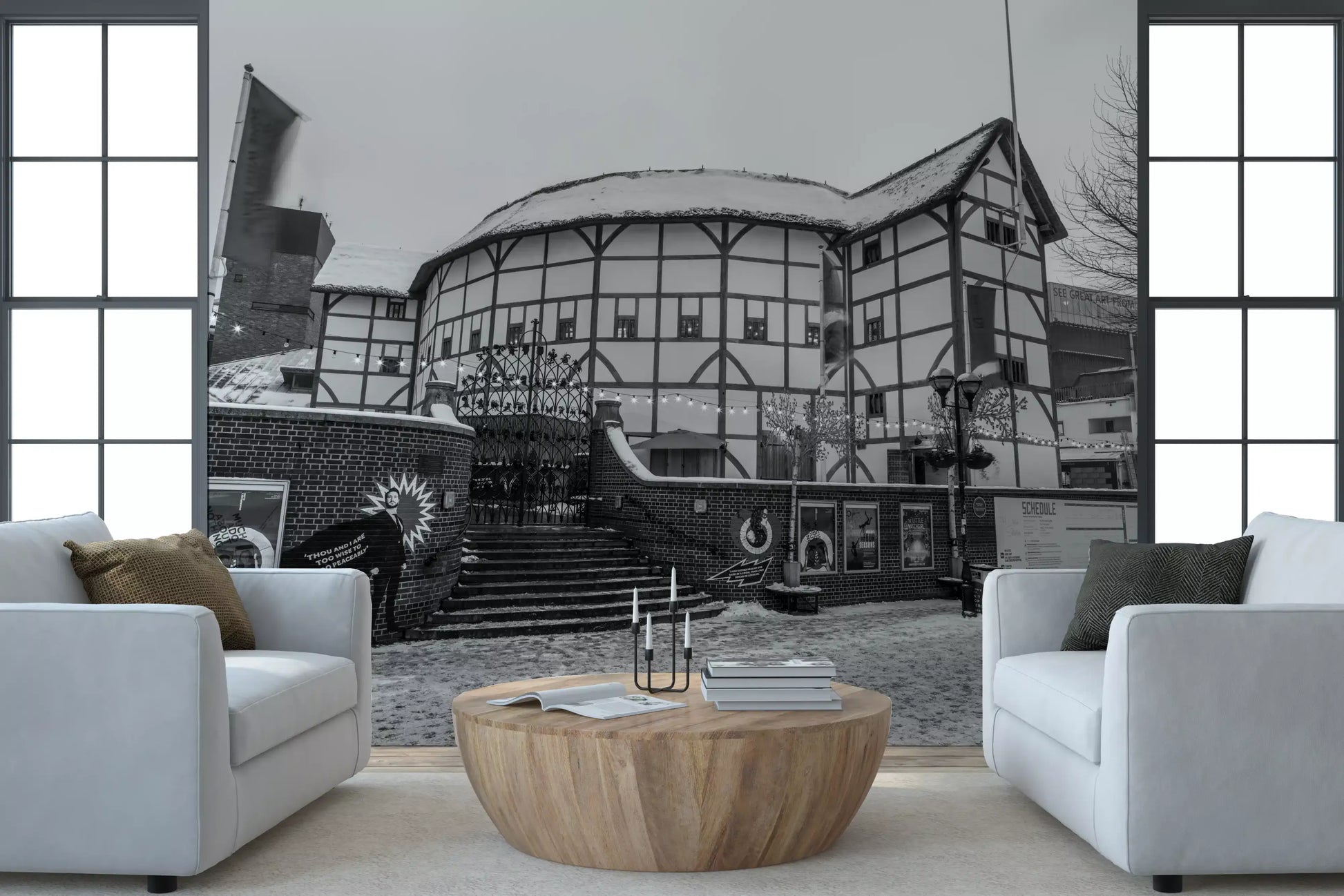 Classic Tudor Architecture in Winter Wall Mural