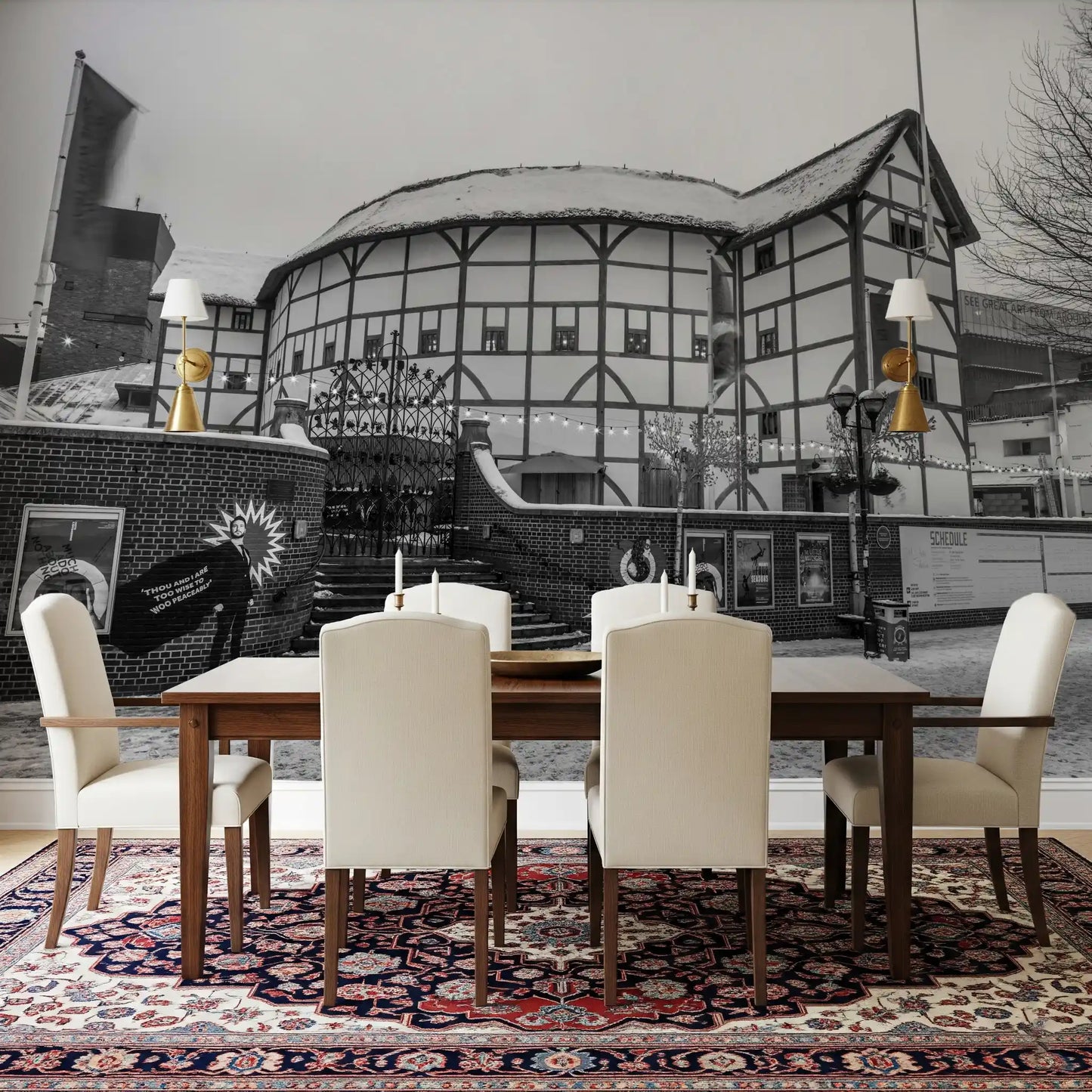 Classic Tudor Architecture in Winter Wall Mural