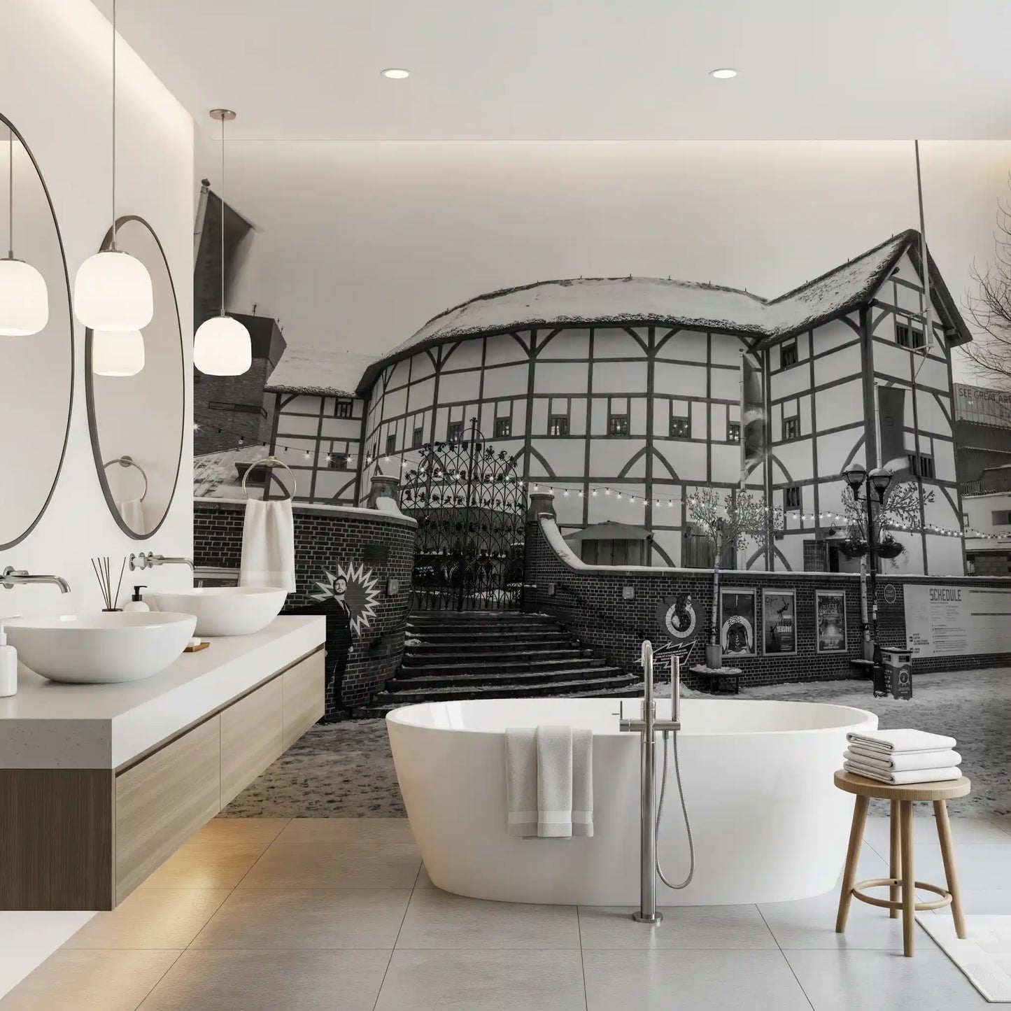 Classic Tudor Architecture in Winter Wall Mural