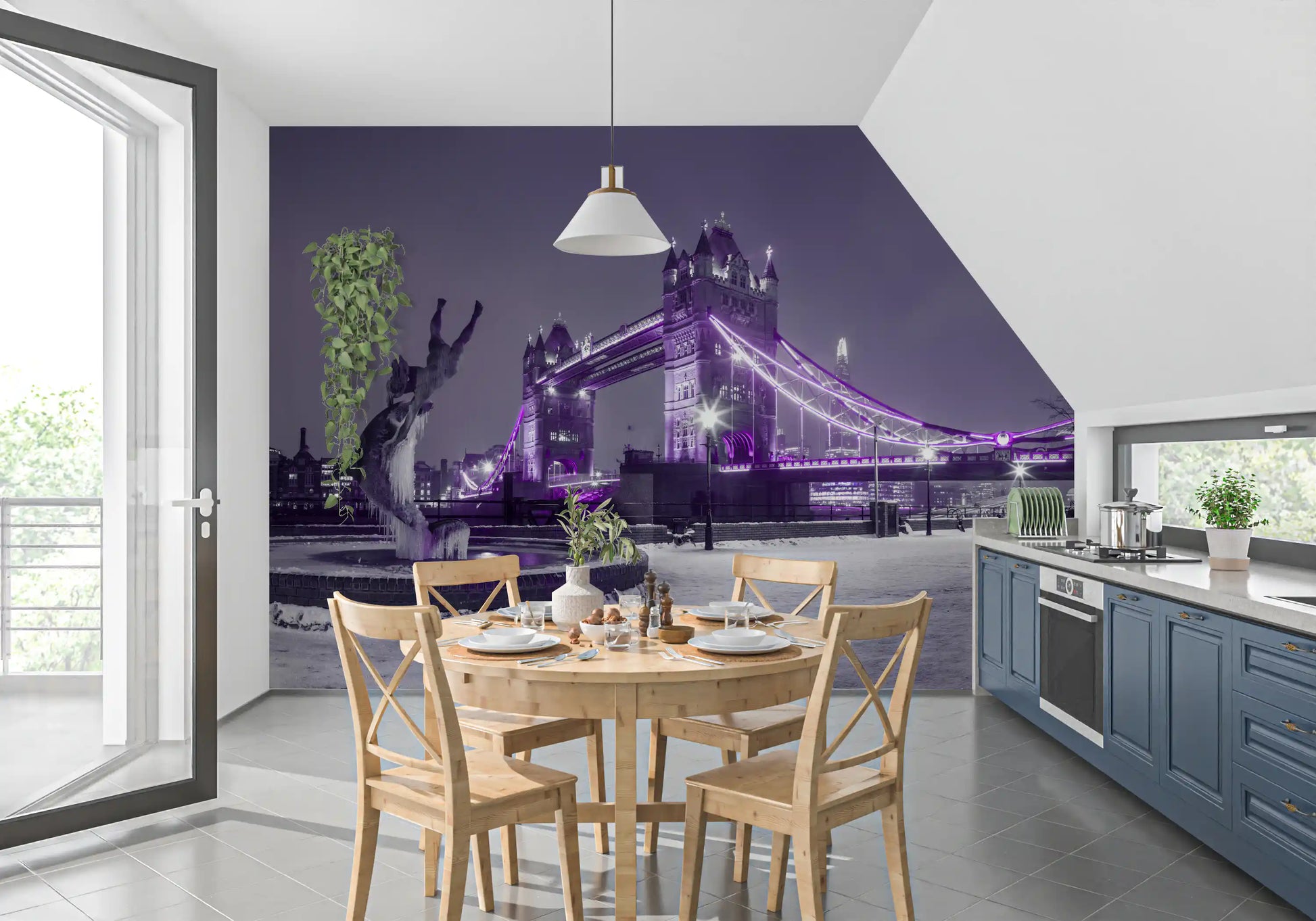 Frozen Cityscape Twilight Wall Mural