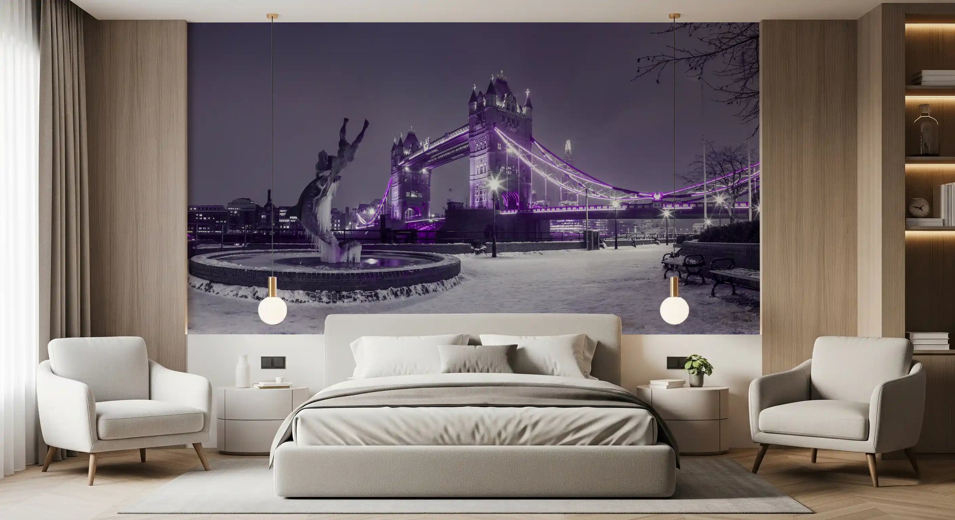 Frozen Cityscape Twilight Wall Mural
