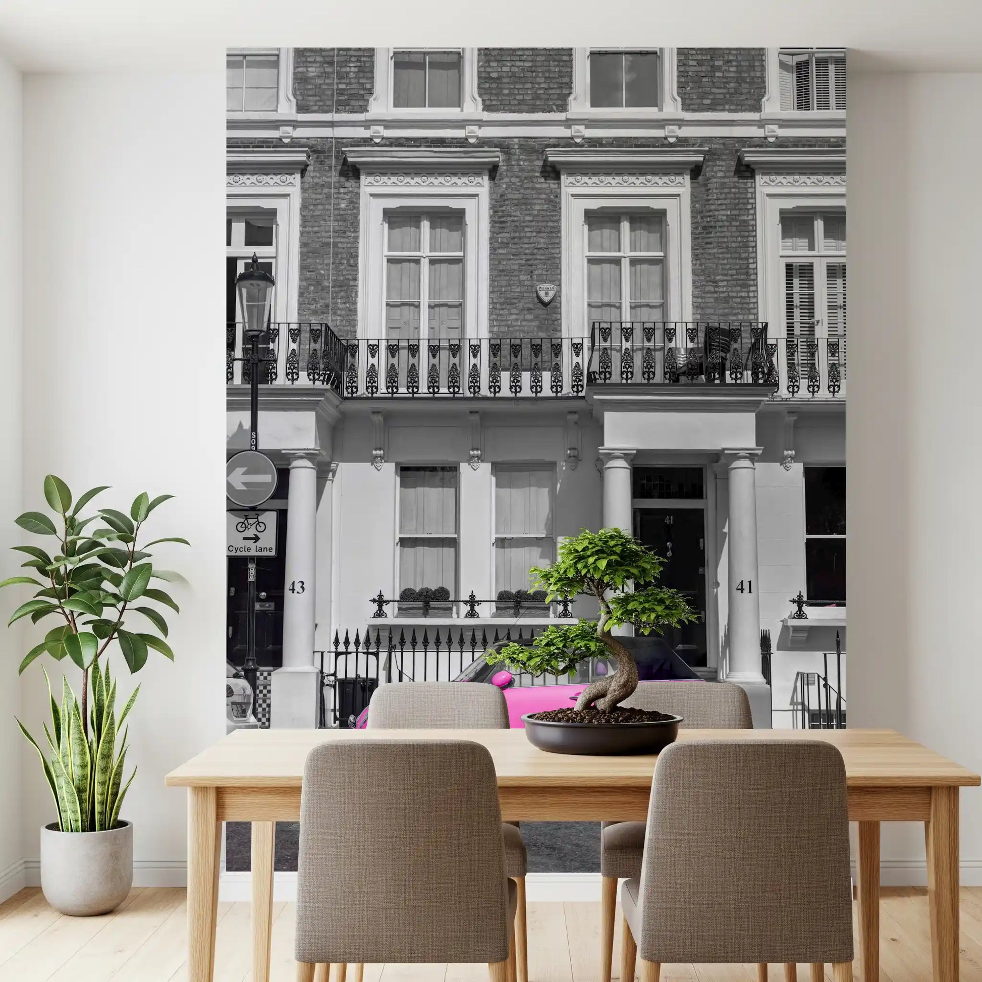 Urban Pink Pop Monochrome Wall Mural